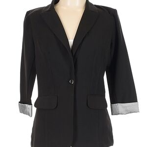 Iz Byer Black Blazer with Striped Cuffs
